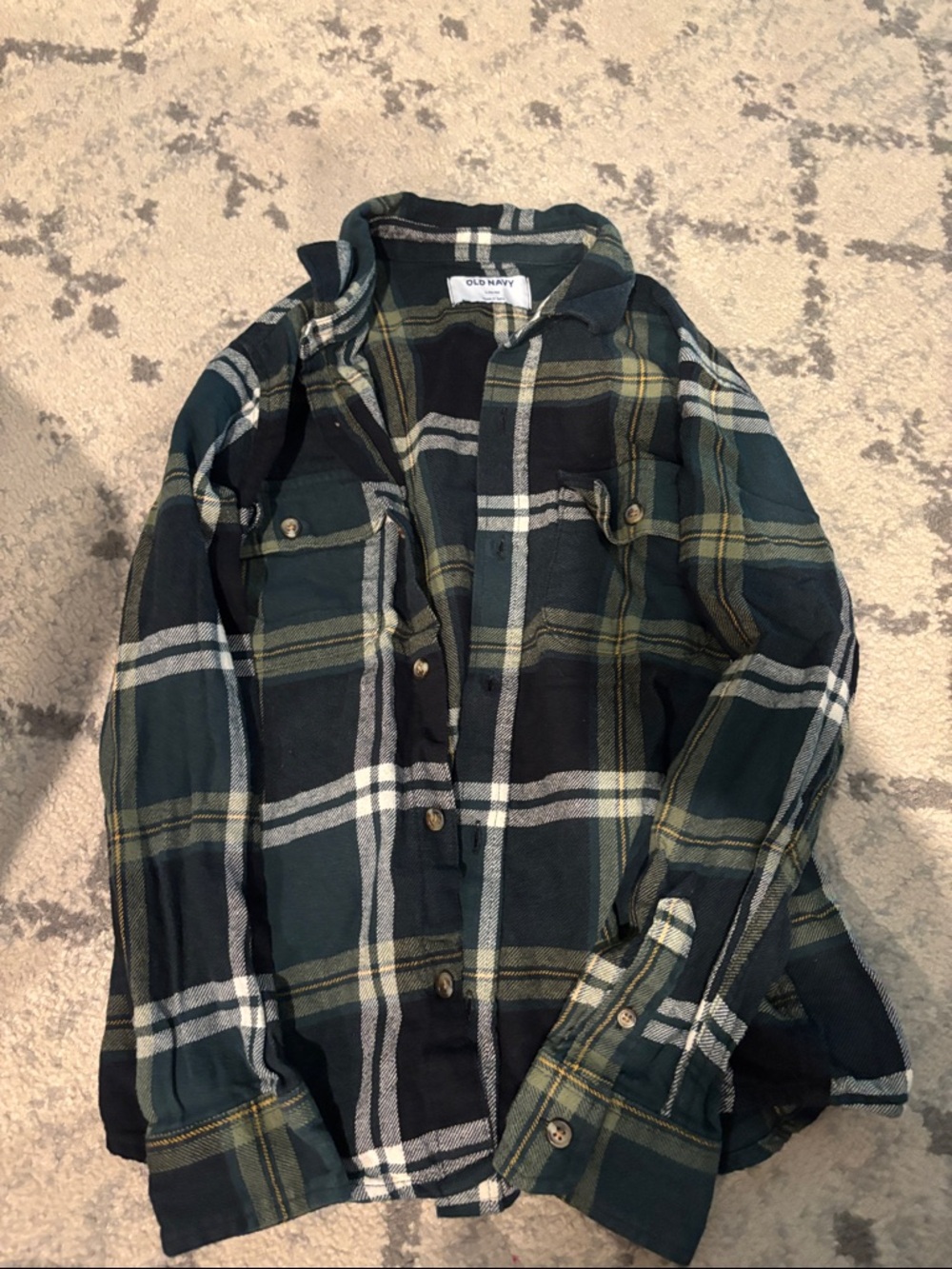 Old Navy Boy’s Green Plaid Flannel Shirt